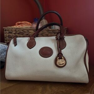 Dooney & Bourke White and Brown Leather Satchel & Pouch